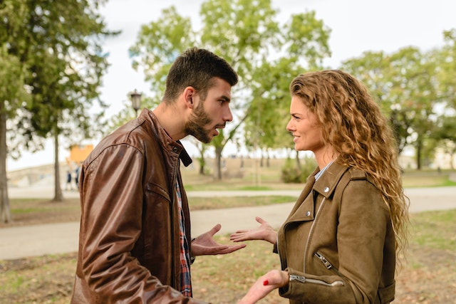 couple arguing outside