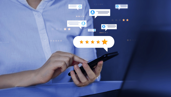 gold five star rating feedback on virtual sreen