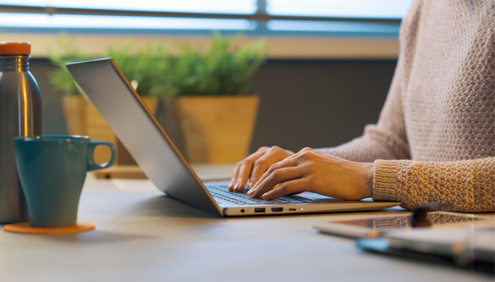 woman working with her laptop
