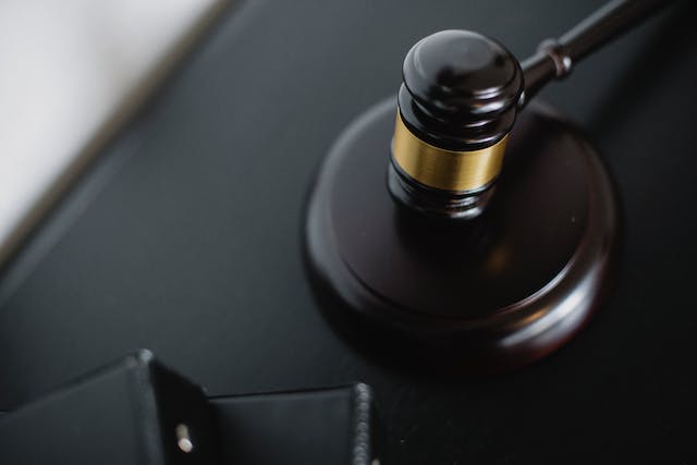 gavel on black surface