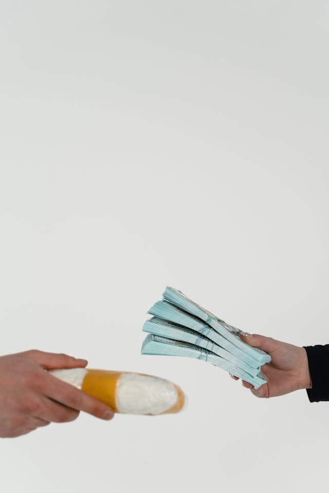 exchanging money for drugs